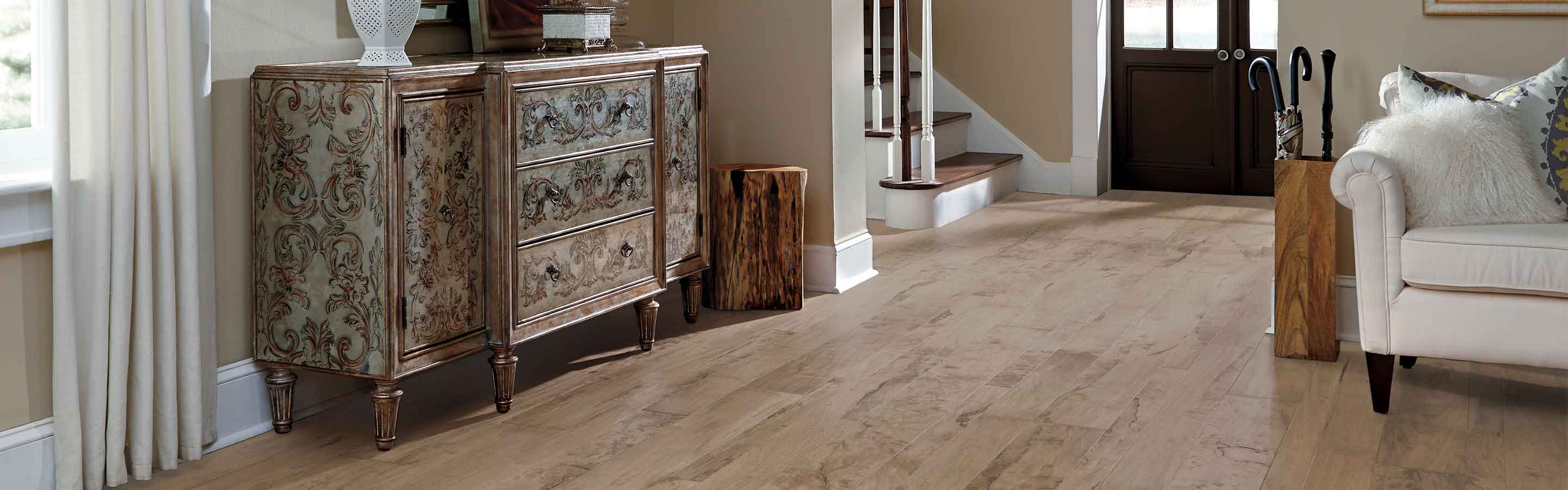 rustic hardwood flooring in living room